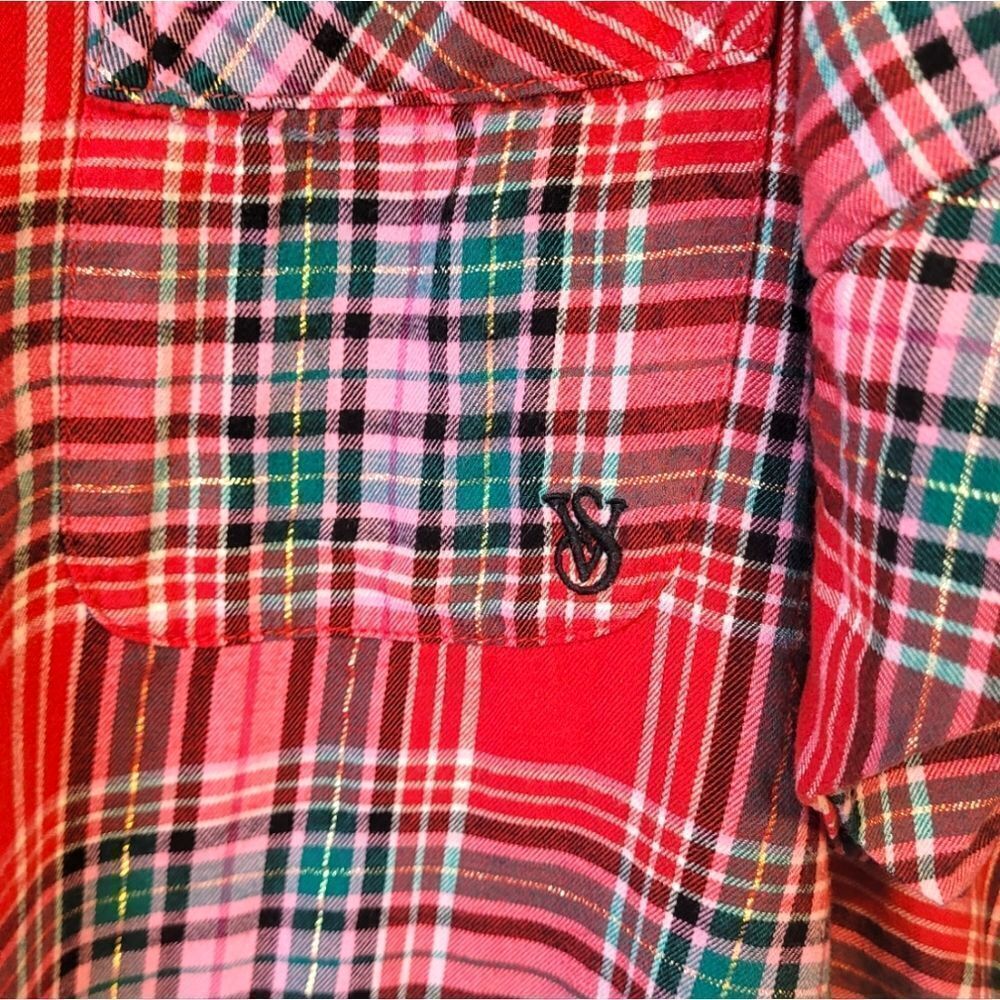 Victoria's Secret Red Holiday Plaid Pajama Top - Picture 5 of 5